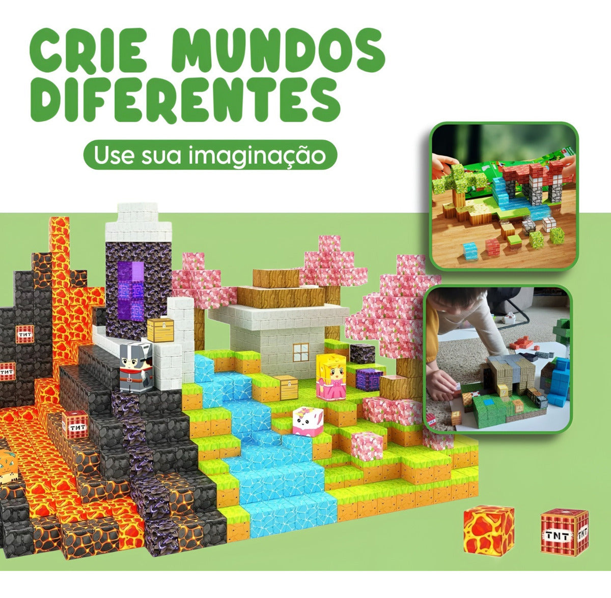 MINEBLOCKS 75 PEÇAS + 2 BONECOS