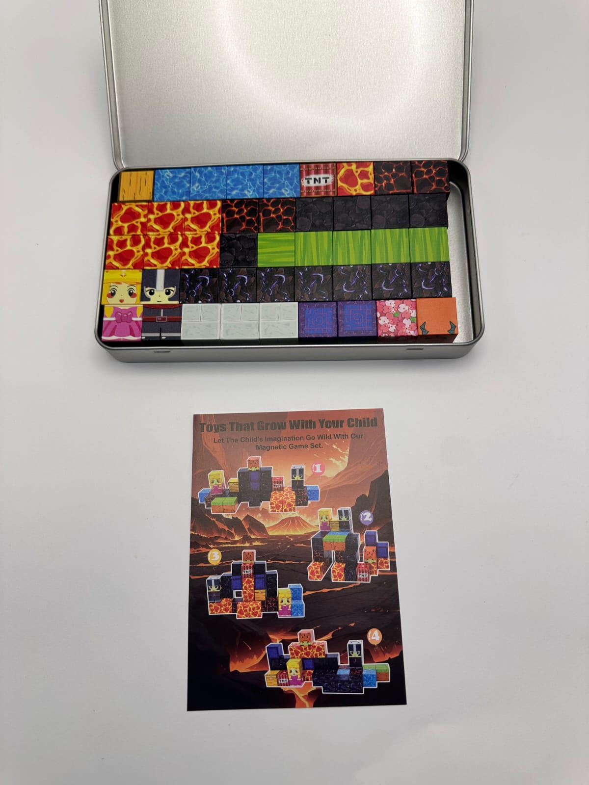 MINEBLOCKS 64 PEÇAS+ 1 BONECO +CAIXA PORTÁTIL